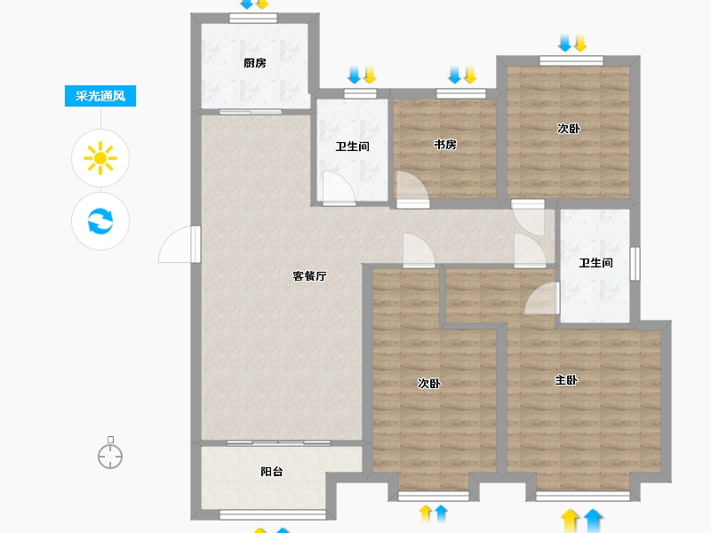 河北省-保定市-天业悦山湖-102.81-户型库-采光通风