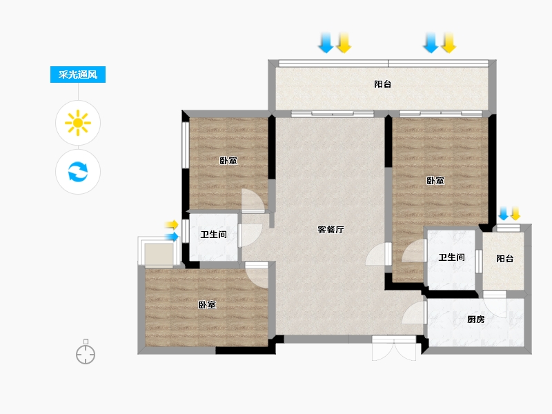 四川省-成都市-成都长虹天樾-92.83-户型库-采光通风