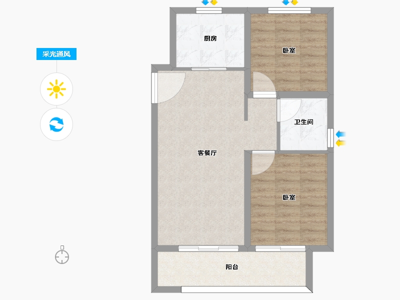 河北省-邯郸市-泽信云樾天著-63.00-户型库-采光通风