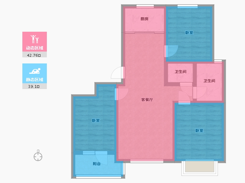 河北省-沧州市-建新梧桐墅-71.90-户型库-动静分区