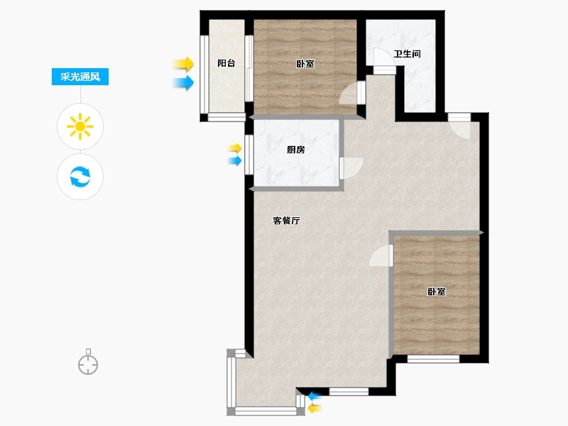 河北省-保定市-太阳城-64.44-户型库-采光通风