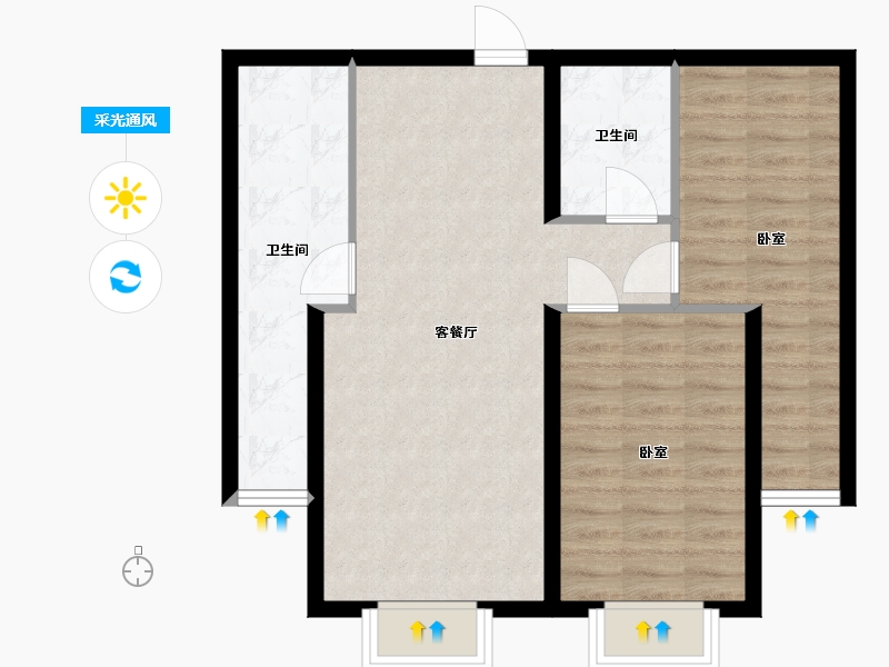 河北省-保定市-太阳城-69.24-户型库-采光通风