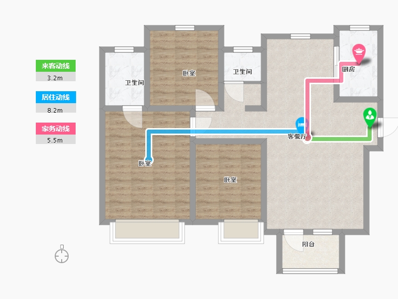 河北省-沧州市-泰享嘉府-92.67-户型库-动静线