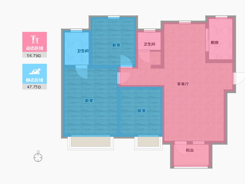 河北省-沧州市-泰享嘉府-92.67-户型库-动静分区