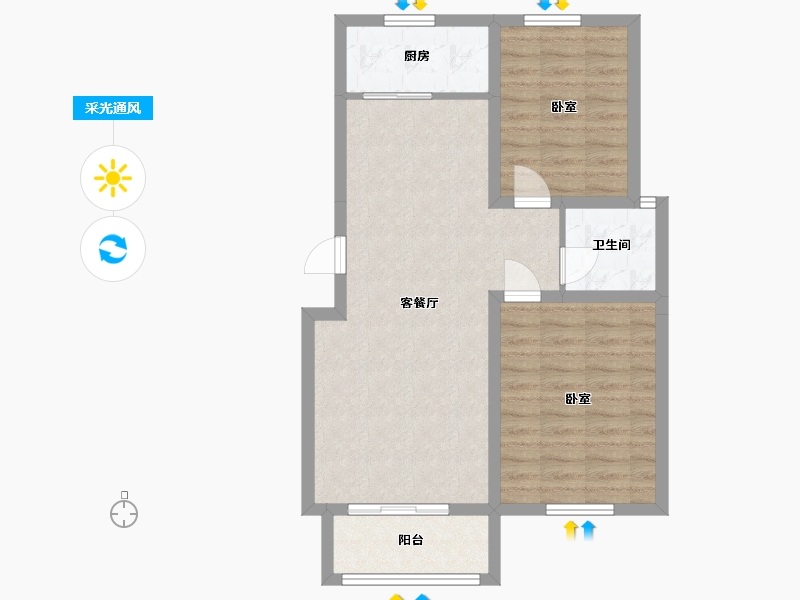 河北省-沧州市-润森紫御府-70.28-户型库-采光通风