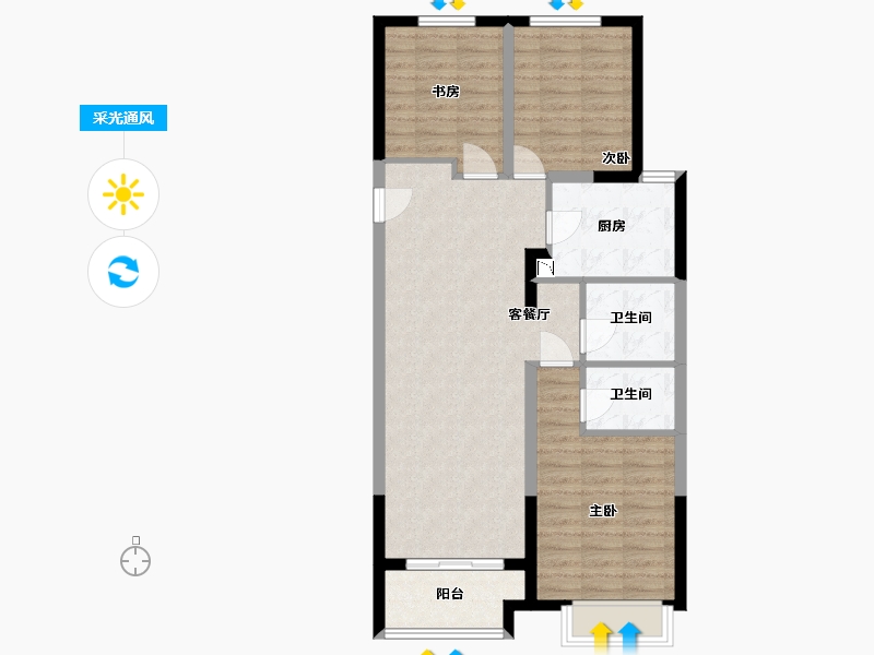 山西省-太原市-晋中万科紫院-83.28-户型库-采光通风