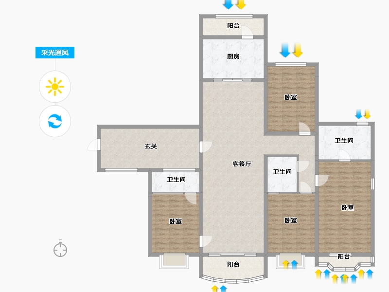 山西省-太原市-太原星河湾5号园-185.00-户型库-采光通风