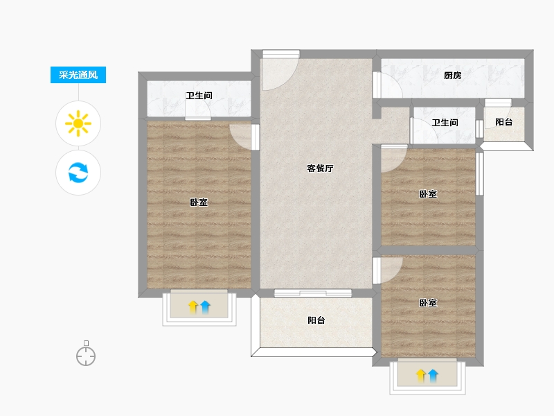 云南省-昆明市-万科公园城市-75.62-户型库-采光通风