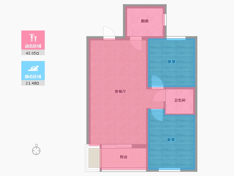 河北省-沧州市-长芦嘉苑-57.39-户型库-动静分区