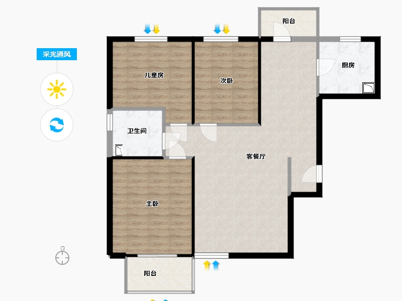 山西省-太原市-保利梧桐语-96.78-户型库-采光通风