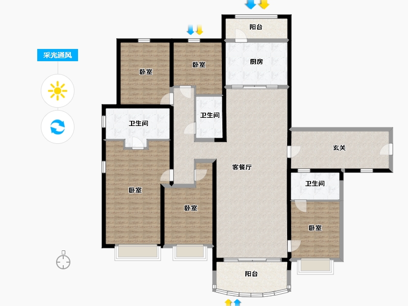 山西省-太原市-太原星河湾5号园-212.00-户型库-采光通风