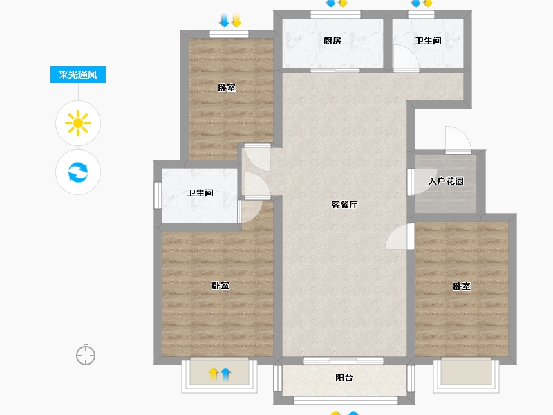 河北省-沧州市-百丰瑞府-89.22-户型库-采光通风