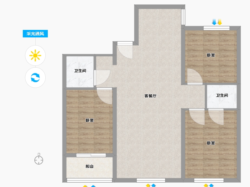 河北省-沧州市-长芦嘉苑-89.01-户型库-采光通风