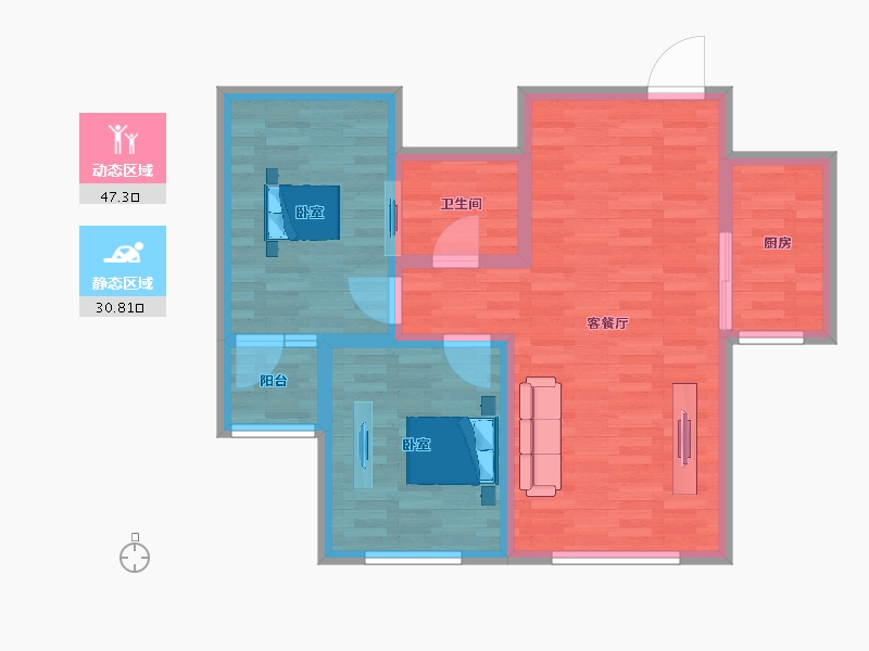 河北省-承德市-御水卧龙湾-69.75-户型库-动静分区