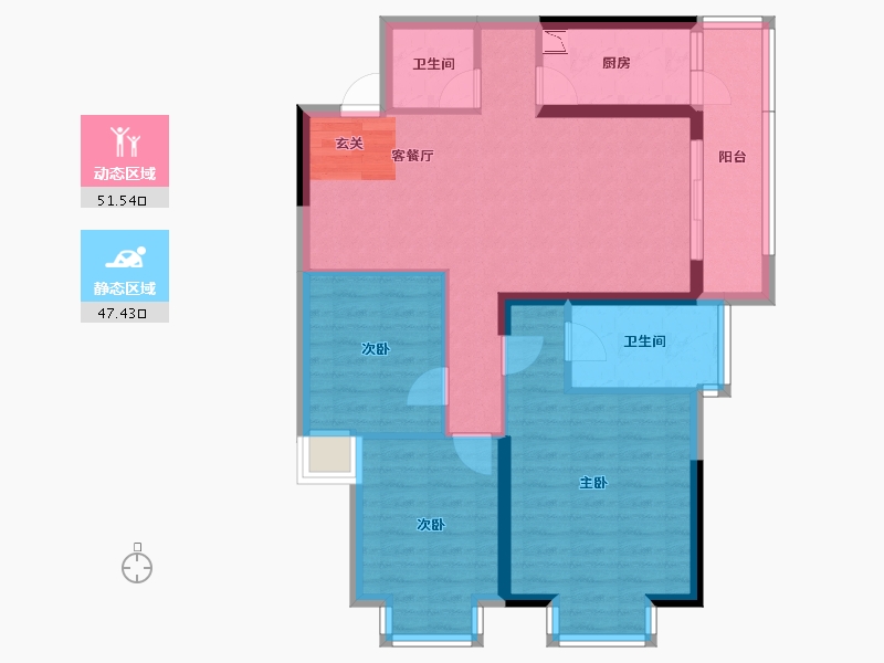 云南省-昆明市-世豪香颂时光-88.44-户型库-动静分区