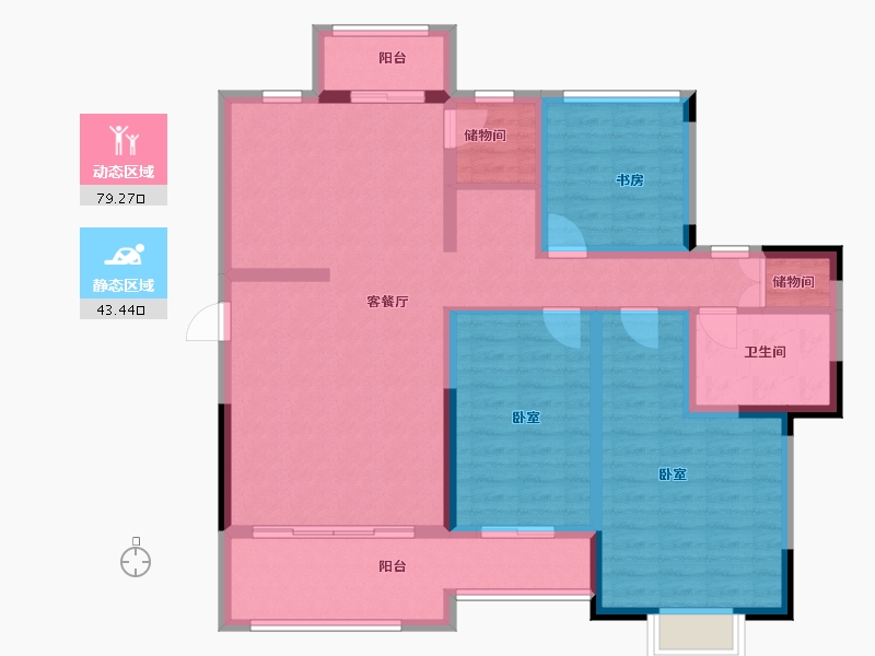 四川省-成都市-城投伊顿小镇二期望江阁-109.63-户型库-动静分区