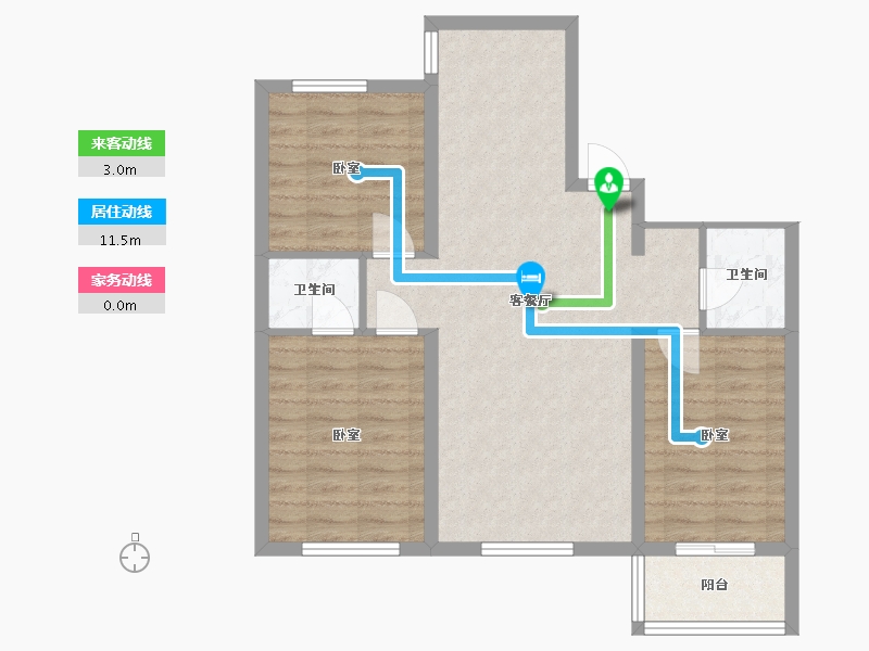 河北省-沧州市-长芦嘉苑-76.30-户型库-动静线