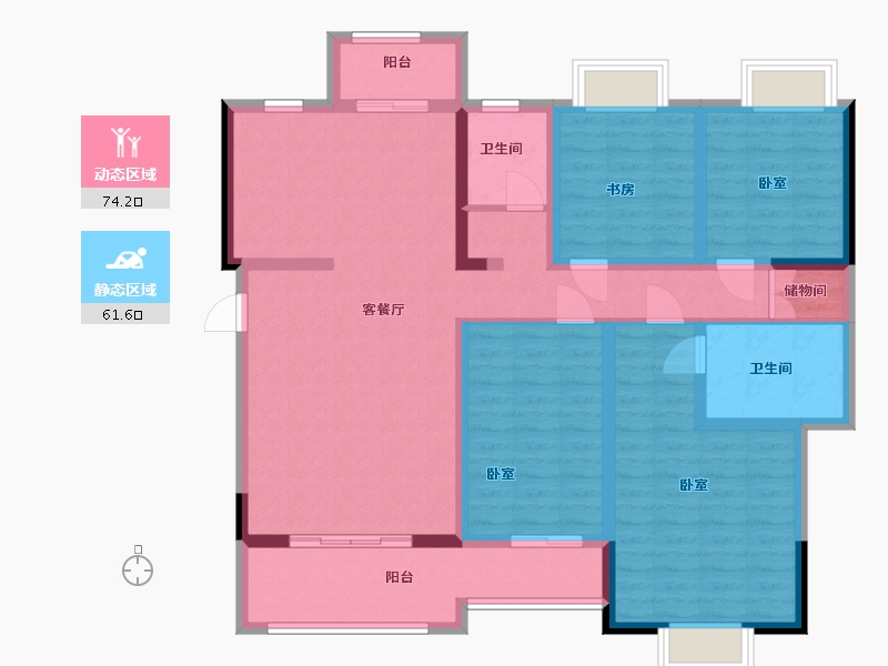 四川省-成都市-城投伊顿小镇二期望江阁-120.86-户型库-动静分区