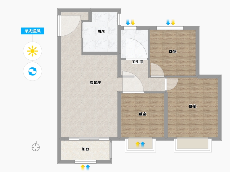 河北省-沧州市-新城悦隽时代-88.00-户型库-采光通风