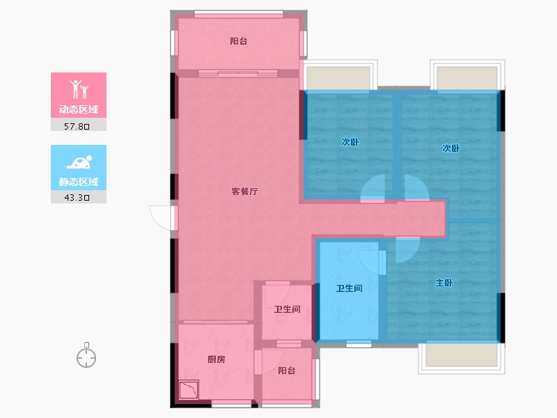 四川省-成都市-蜀青丽晶府-89.44-户型库-动静分区