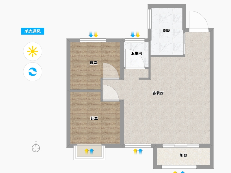 河北省-沧州市-新城悦隽时代-72.00-户型库-采光通风