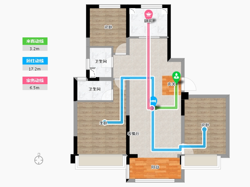 河北省-唐山市-碧桂园公园壹号-87.02-户型库-动静线