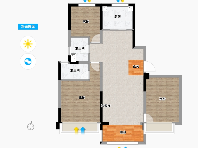 河北省-唐山市-碧桂园公园壹号-87.02-户型库-采光通风