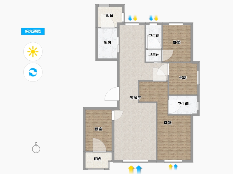 河北省-沧州市-贻成·御景狮城-134.00-户型库-采光通风