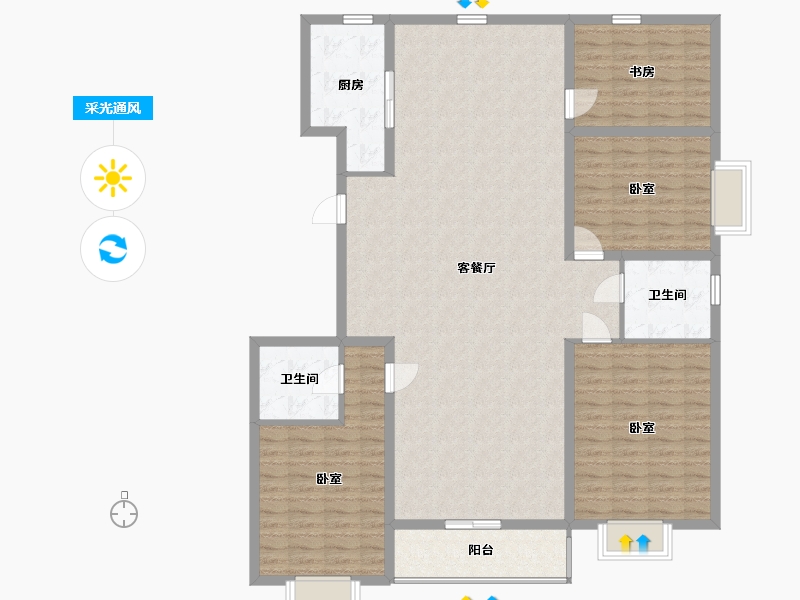 山西省-太原市-得一·剑桥城-147.46-户型库-采光通风