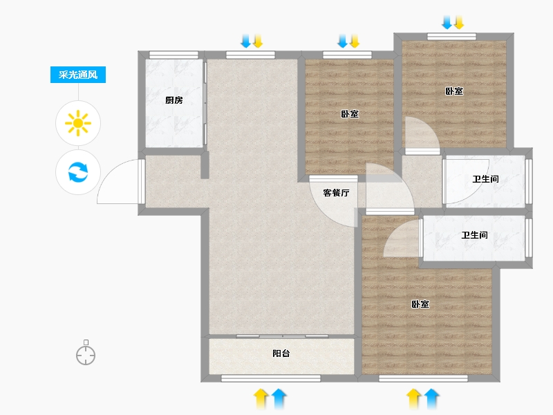 河北省-沧州市-新城悦隽时代-110.00-户型库-采光通风