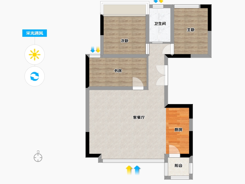 贵州省-贵阳市-中铁我山-69.99-户型库-采光通风