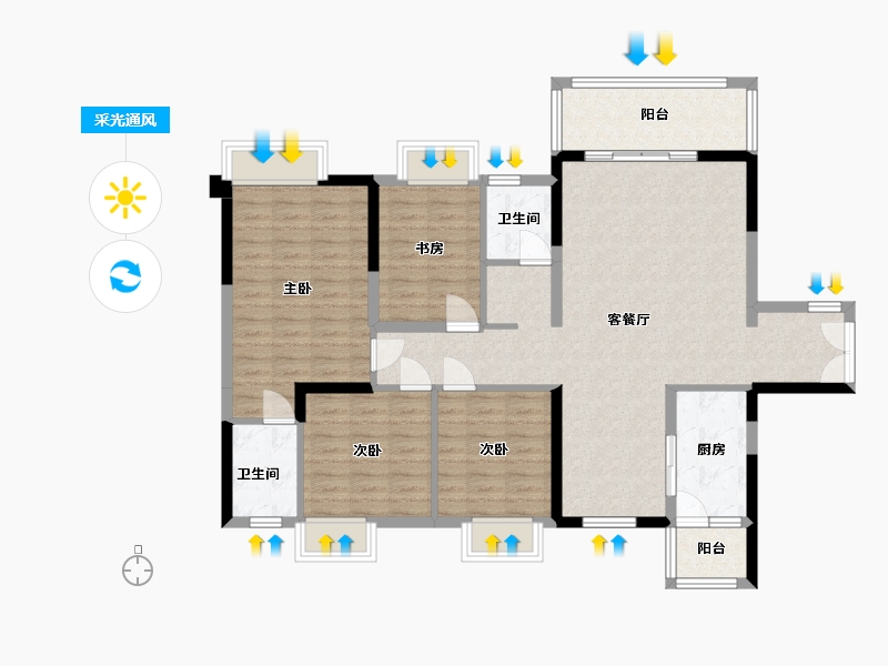 贵州省-贵阳市-银海元隆熙府-114.83-户型库-采光通风