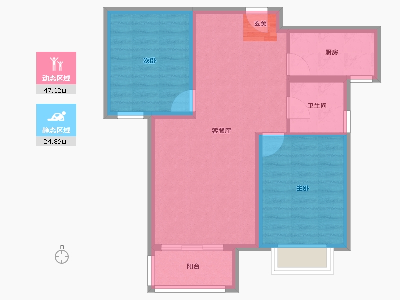 河北省-唐山市-富丽国际-64.40-户型库-动静分区