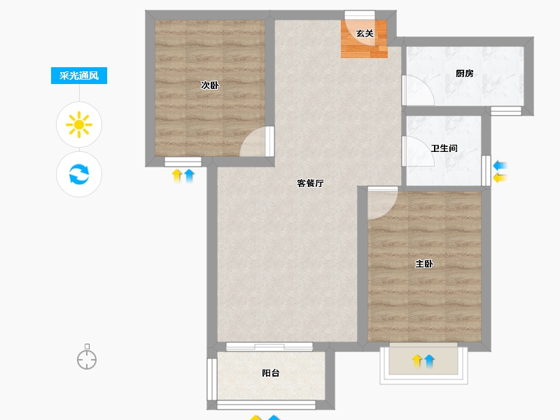 河北省-唐山市-富丽国际-64.40-户型库-采光通风