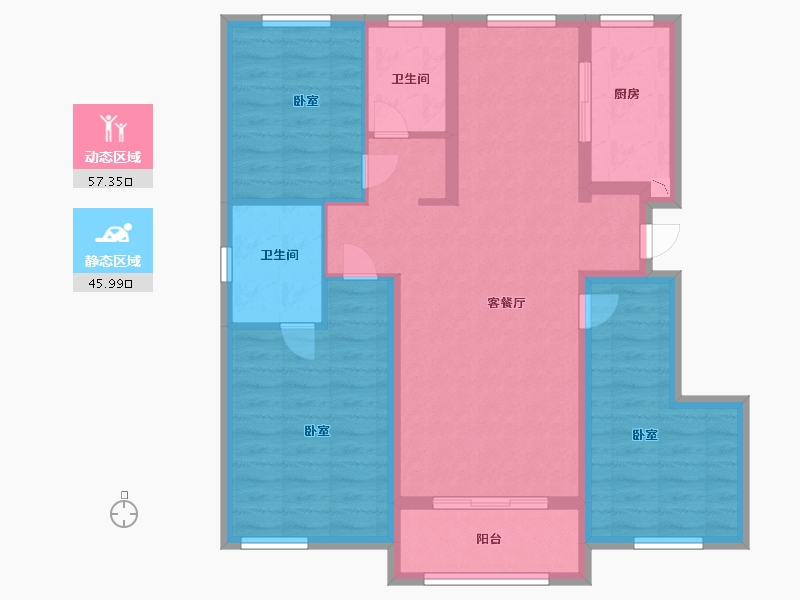 河北省-沧州市-宏宇壹号公馆-92.09-户型库-动静分区