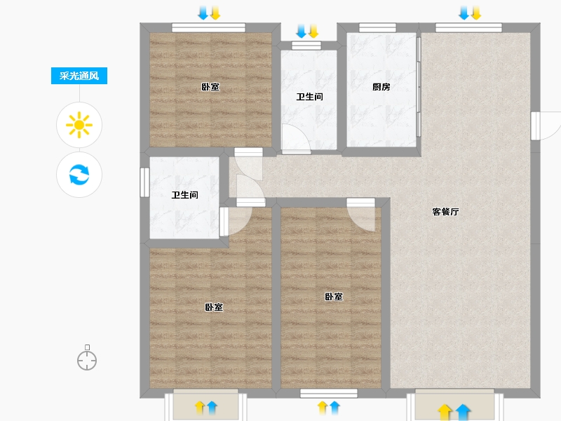 河北省-沧州市-一世界书香华府-94.72-户型库-采光通风