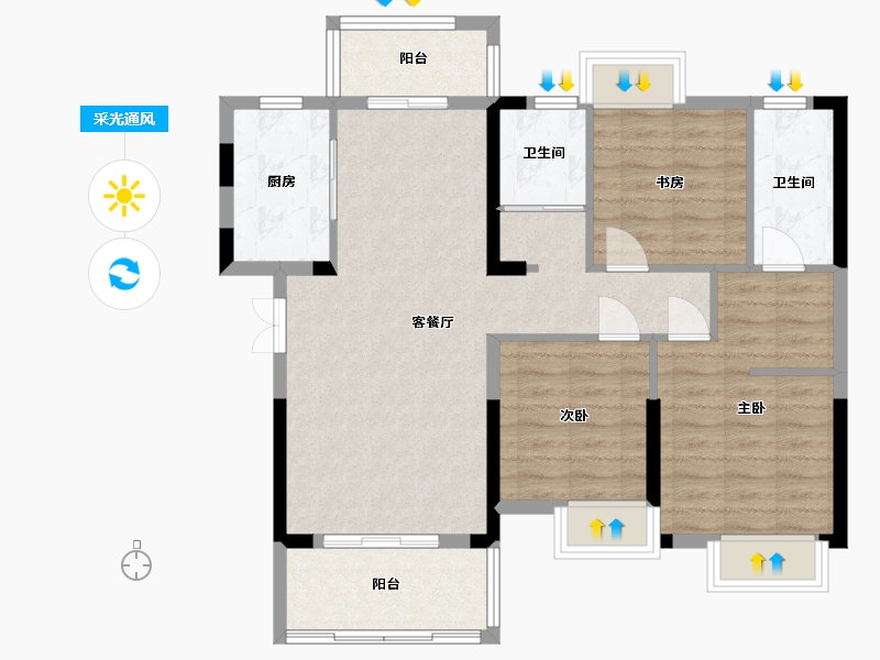 湖北省-宜昌市-一品江山-89.52-户型库-采光通风