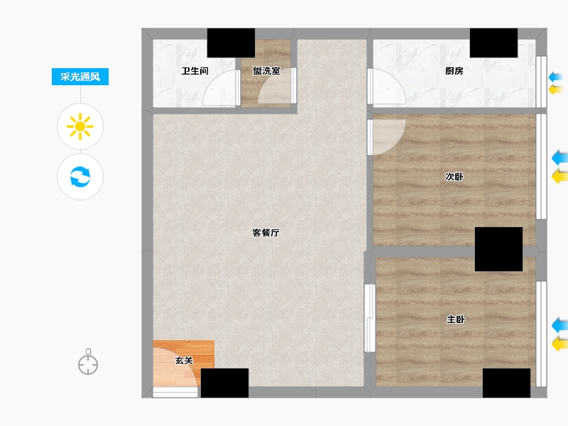 河北省-唐山市-富丽国际-59.84-户型库-采光通风