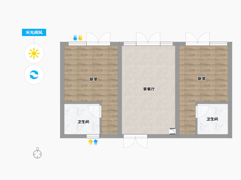 云南省-昆明市-滇池南湾未来城-54.88-户型库-采光通风