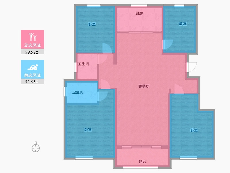 河北省-沧州市-宏宇壹号公馆-100.00-户型库-动静分区