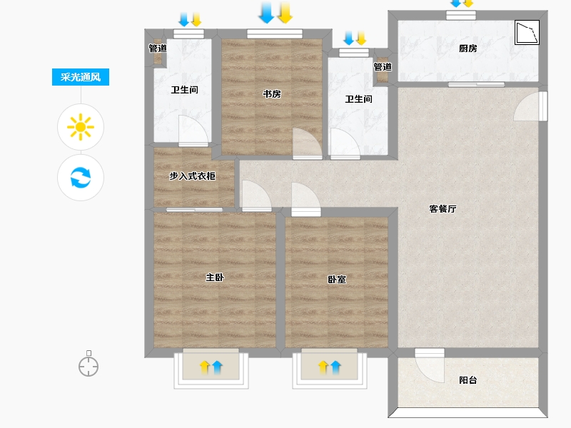 山西省-太原市-太原红星天悦-85.50-户型库-采光通风