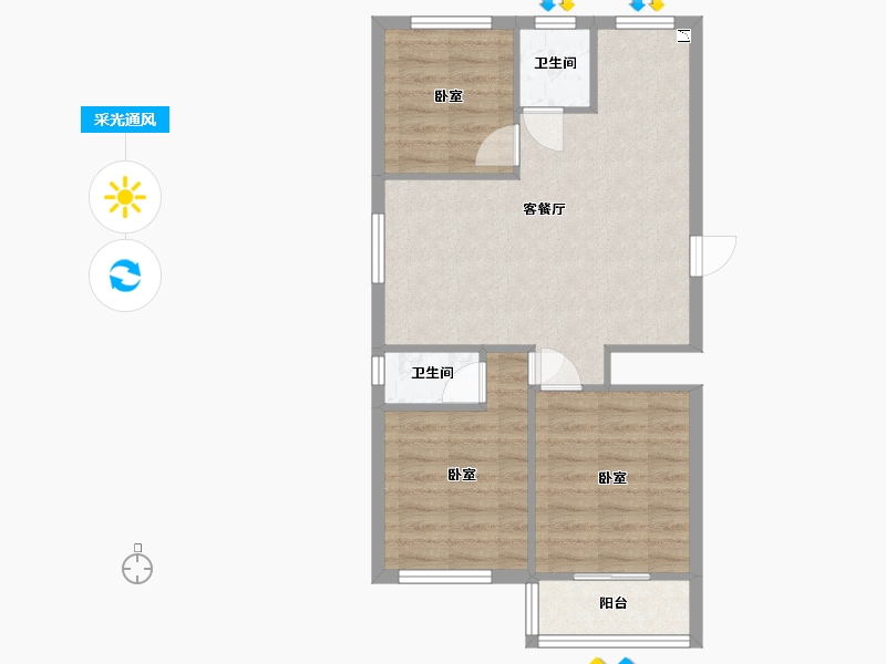 河北省-沧州市-长芦嘉苑-63.28-户型库-采光通风