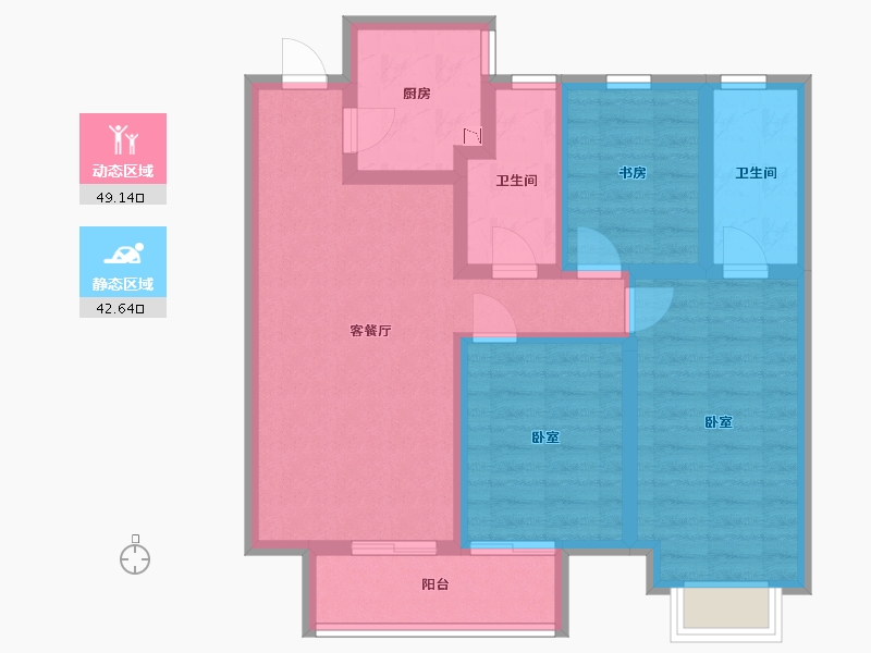 河北省-廊坊市-融创翡丽壹號-80.69-户型库-动静分区