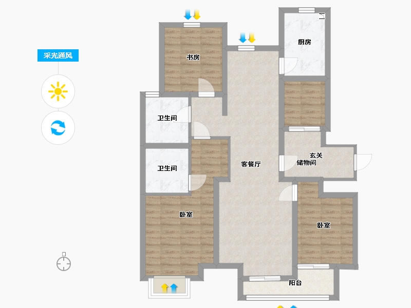 河北省-廊坊市-融创翡丽壹號-97.88-户型库-采光通风