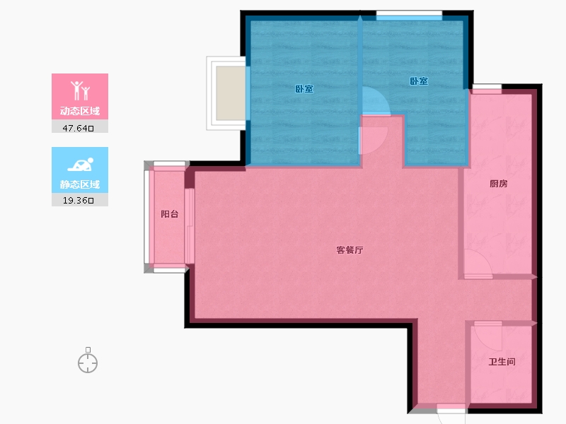 河北省-保定市-太阳城-60.42-户型库-动静分区