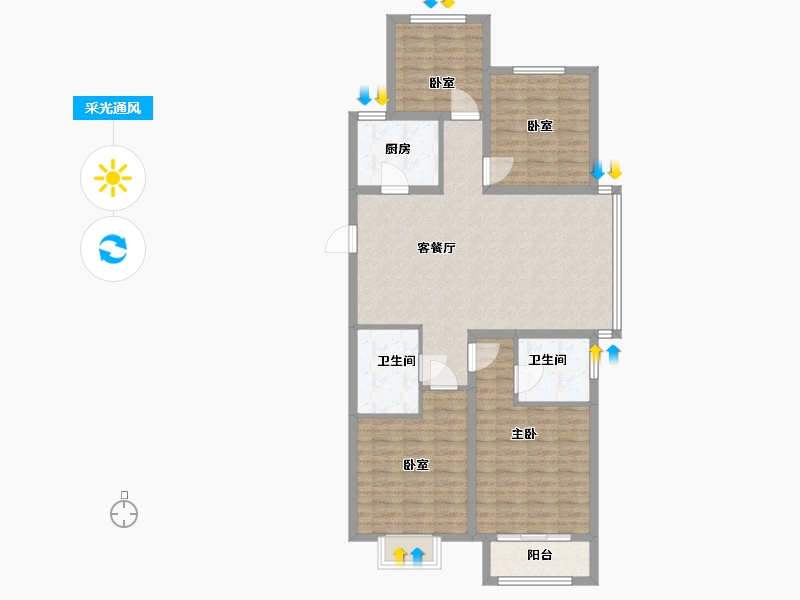 山西省-太原市-望府-104.00-户型库-采光通风