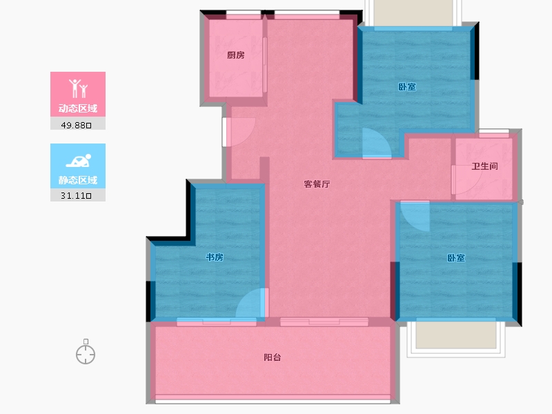 云南省-保山市-华侨城·梦幻腾冲国际温泉度假小镇-71.93-户型库-动静分区