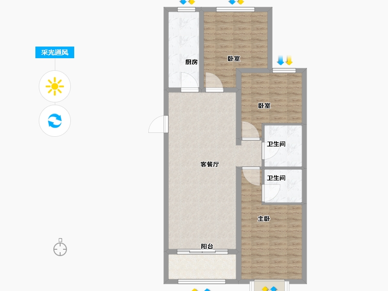 山西省-太原市-望府-90.01-户型库-采光通风