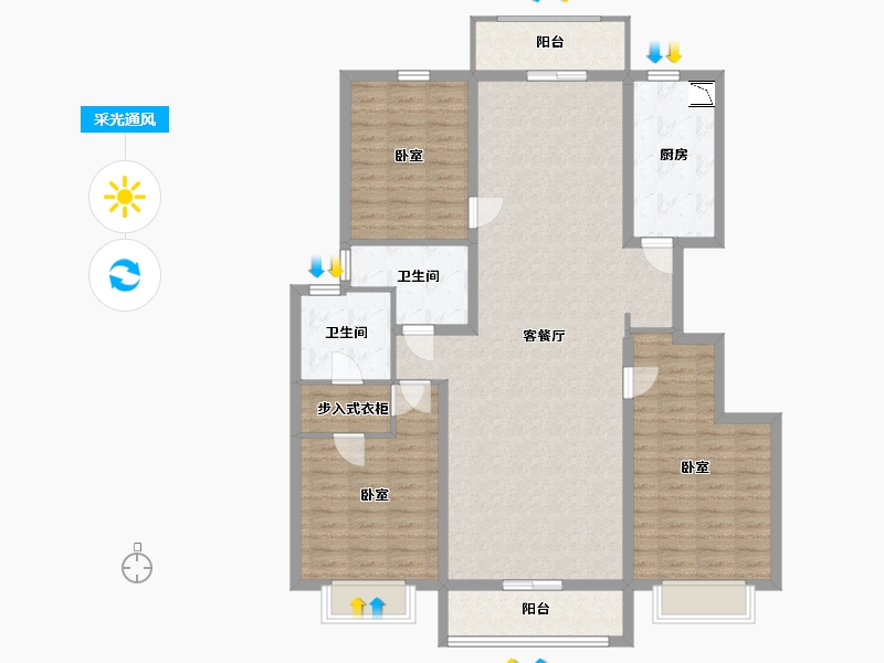 山西省-太原市-德元府-130.67-户型库-采光通风