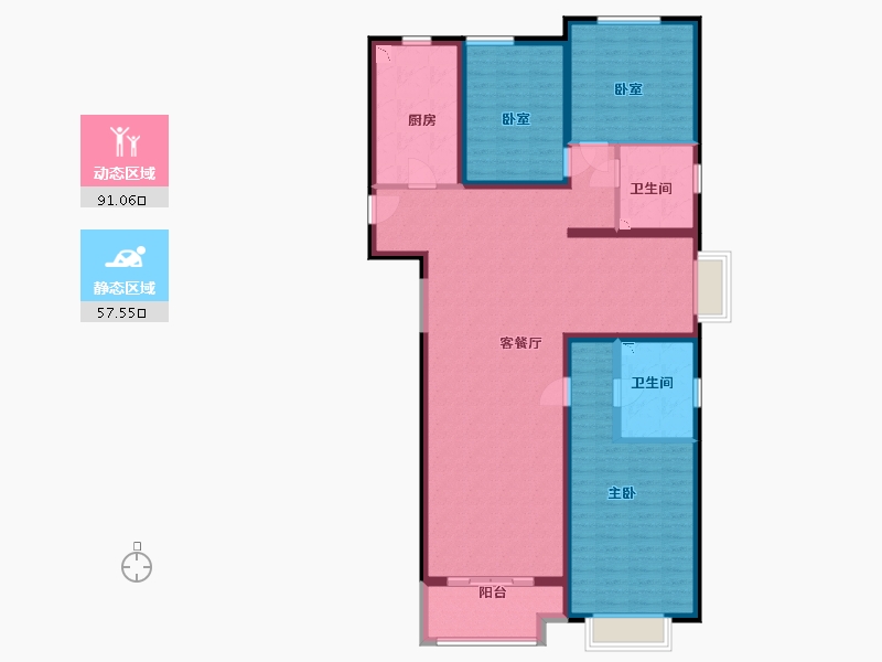 山西省-太原市-融创长风壹號-134.00-户型库-动静分区